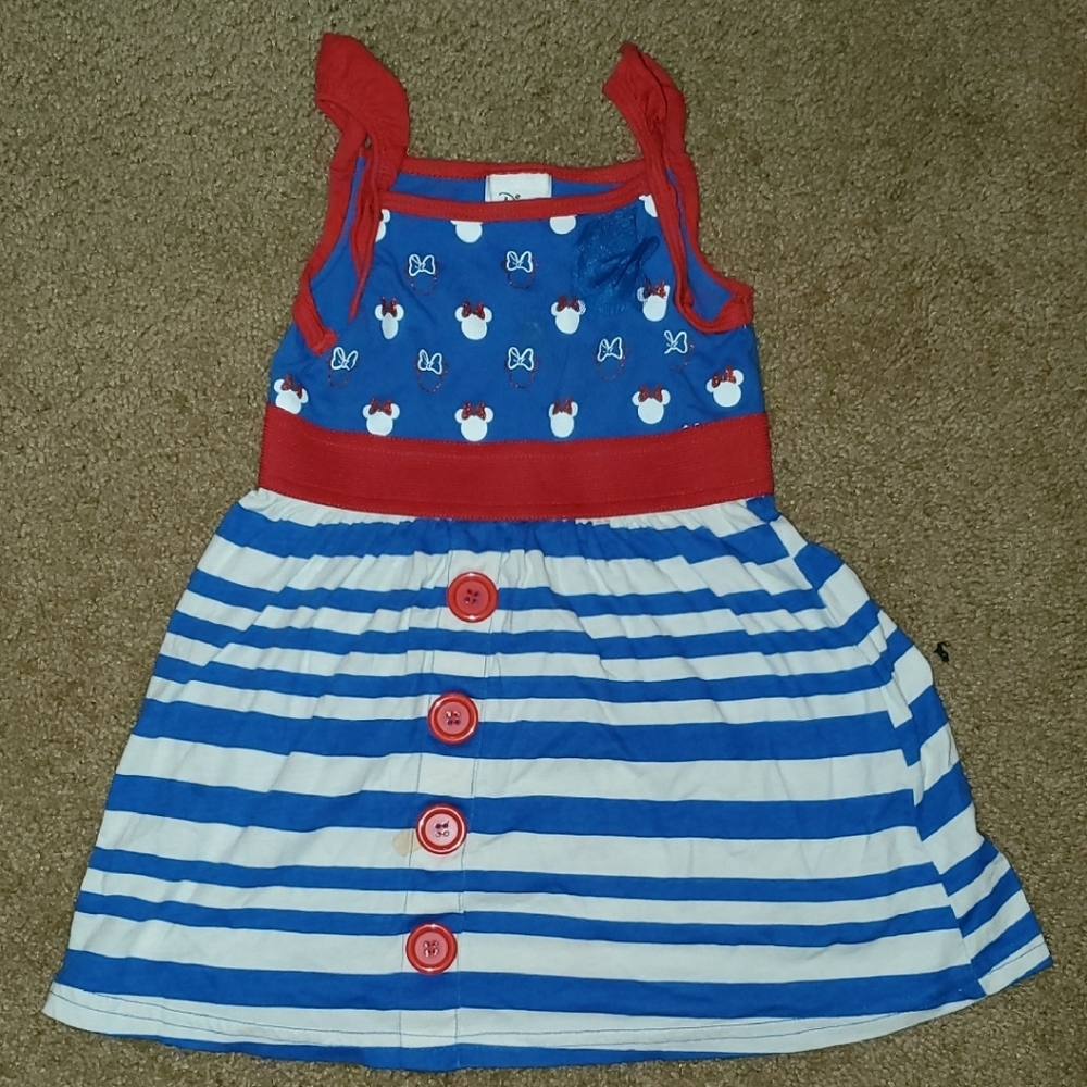 Disney Blue and White Polka Dot Top with Red Trim